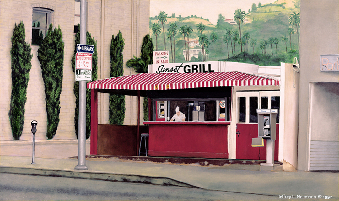 Happy birthday Don Henley!
The Sunset Grill, oil on canvas, 30 x 50 ©1992 
