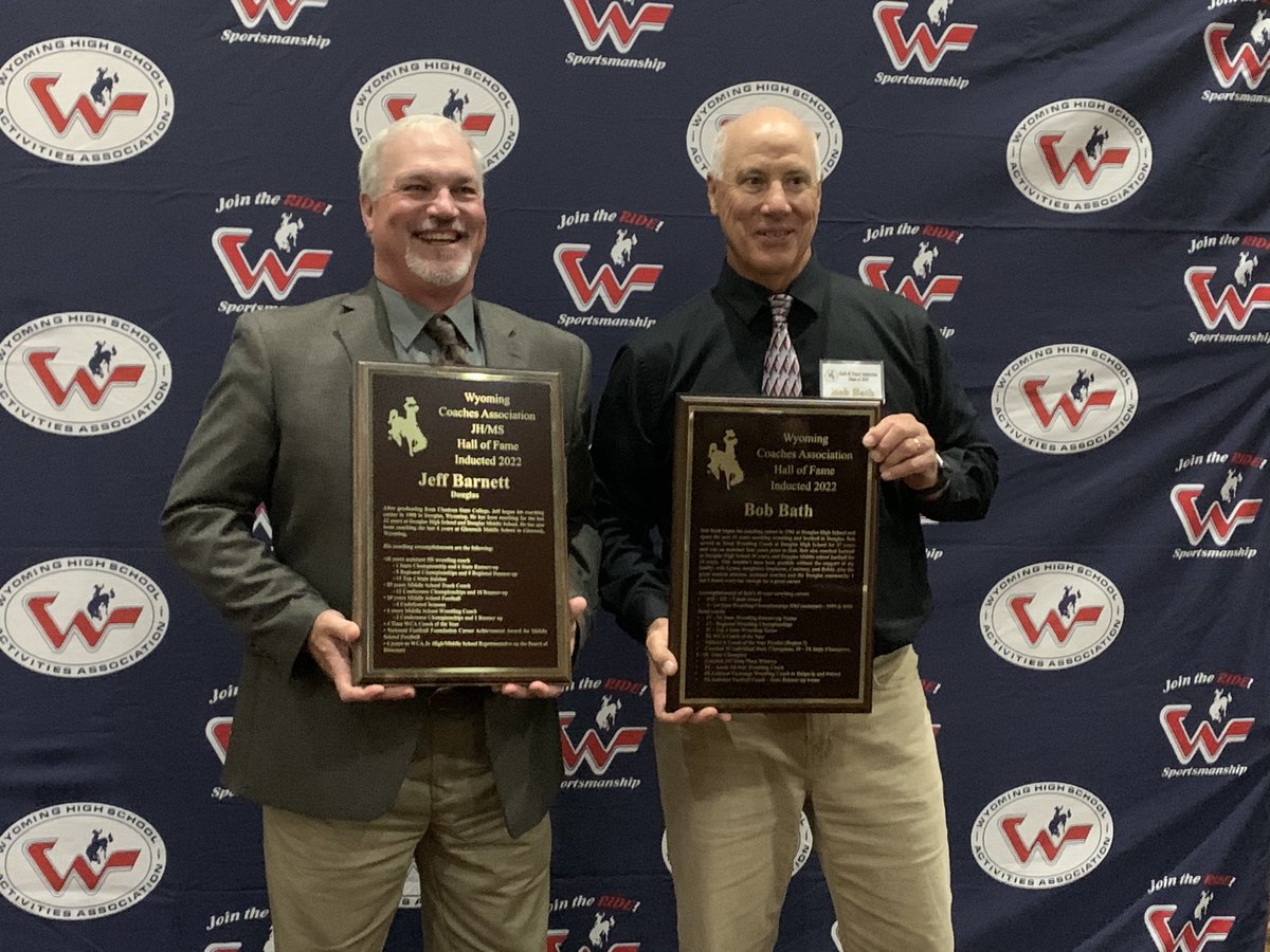 <a href="/BearcatDouglas/">Douglas Bearcat Football</a> <a href="/douglasbudget/">Douglas Budget</a> coaches Bob Bath and Jeff Barnett have been inducted into the <a href="/WYOcoaches/">Wyoming Coaches Association</a> Hall of Fame.  Two great role models very deserving of this honor. #Greatness