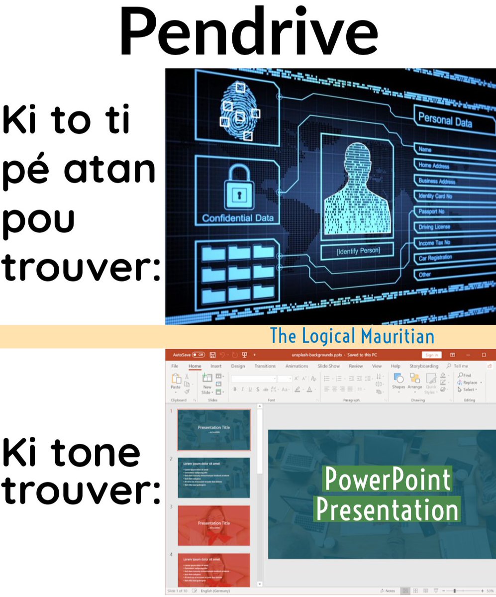 Pendrive of the ex-CEO:

It was expected to see damning evidences like what data was allegedly sniffed- people's personal information (IP Address, Facebook, WhatsApp, banking).

But we got a #PowerPoint presentation.

#TheLogicalMauritian #Moris #Sniffgate  #Mauritius #DataComms