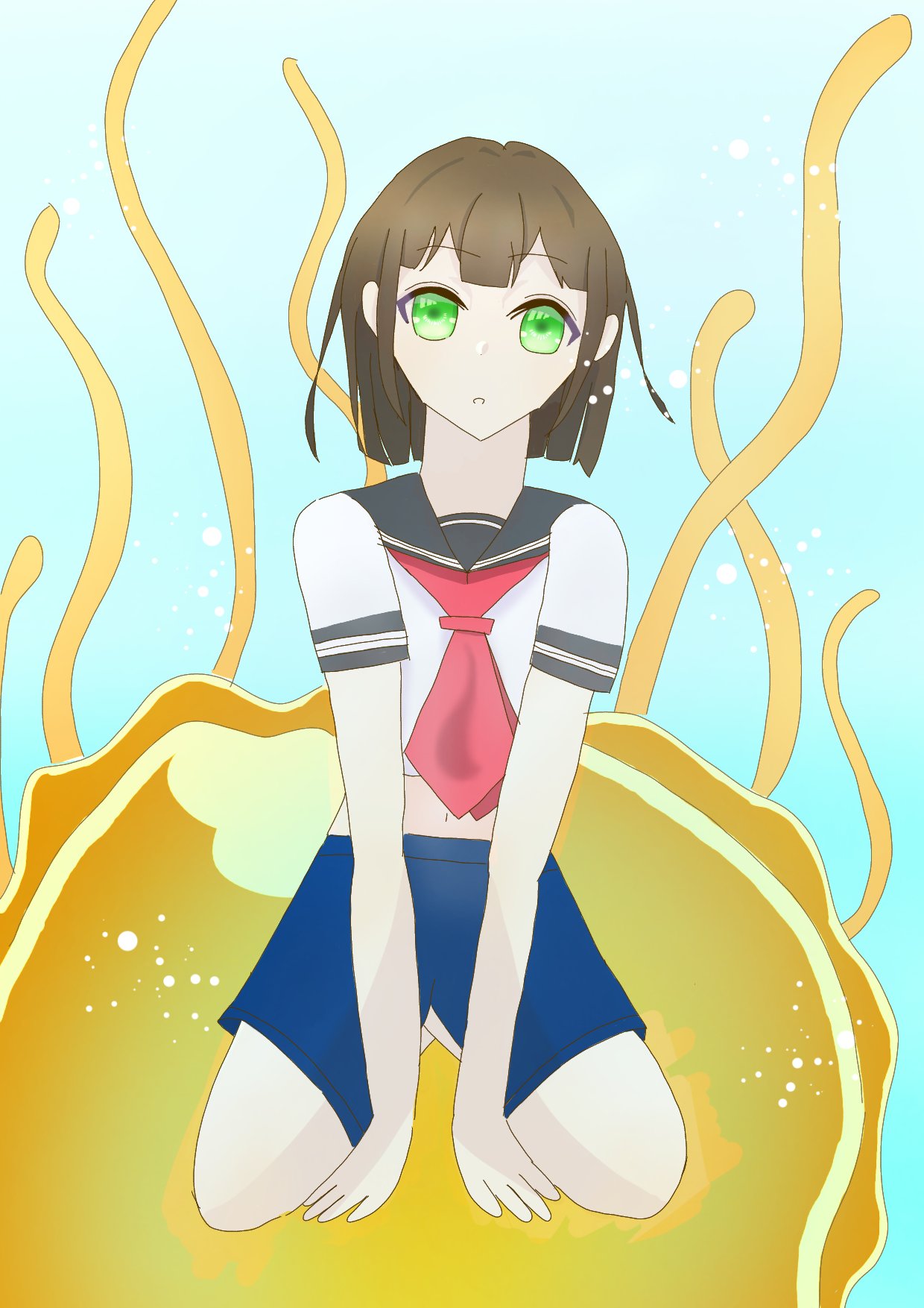 くらげ ようこそ 乙姫様 やっと納得出来る絵が描けました 色々考えていた間勉強とモチベーション維持のためフリー線画にお世話になりましたm M 色塗り楽しかった ひとりごとです くらげはうかぶ オリジナルイラスト T Co