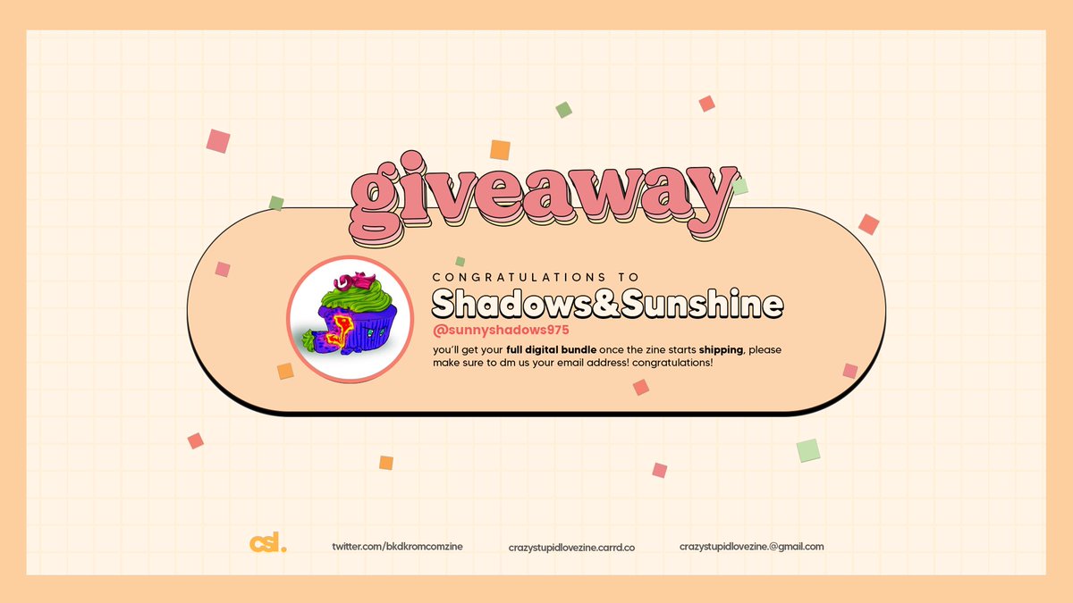 bkdkromcomzine's tweet photo. ๐งก๐ Giveaway
Congratulations to @sunnyshadows975 ๐
You will be receiving a full digital bundle with CSL, CCL, and CXL! Please make sure to dm us your email address!
Pre-orders are still ongoing! Get your bundle at:
๐https://t.co/khfgcM4itT
#csl #bkdk #crazystupidlovezine https://t.co/q3Uynge6Fh