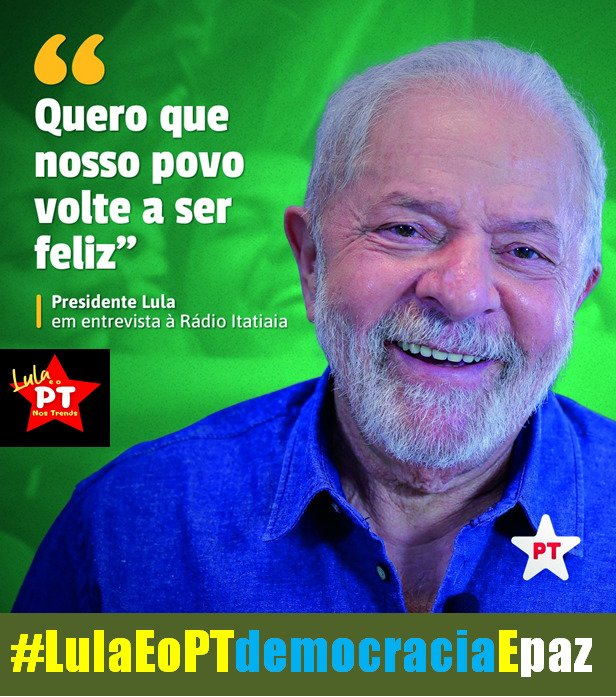 #VamosJuntosPeloBrasil #LulaEoPTdemocraciaEpaz  #LulaEoPTpaixaoPeloBrasil  #LulaEoPTunindoOBrasil