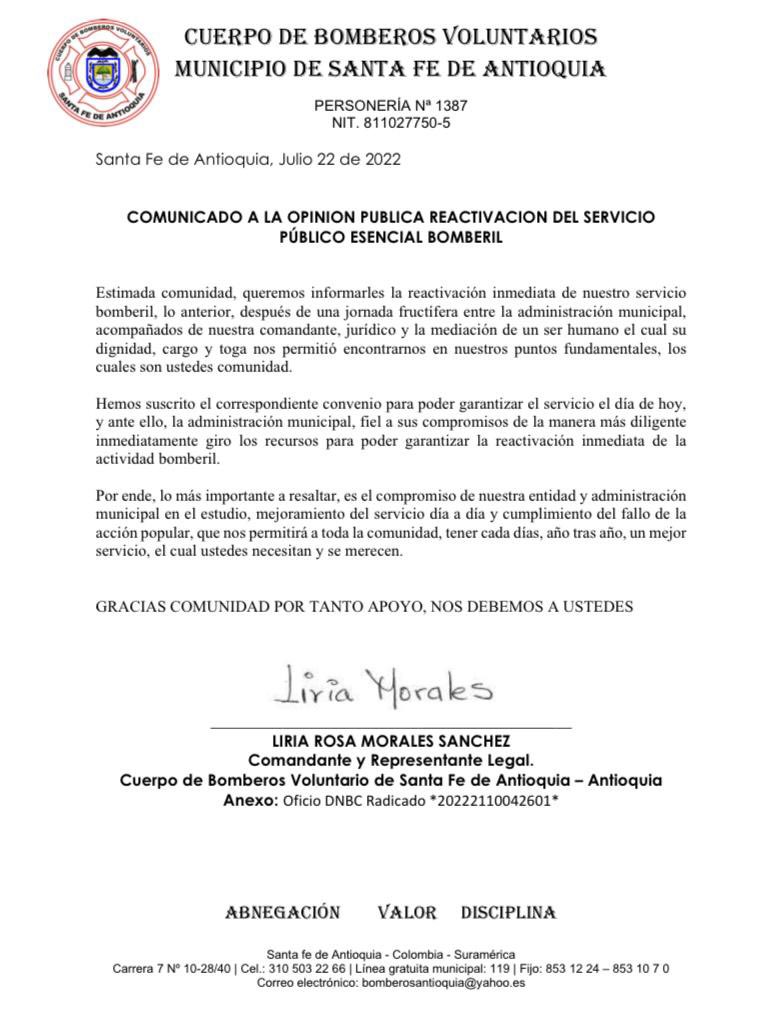 Bomberos Santa Fe de Antioquia tweet media