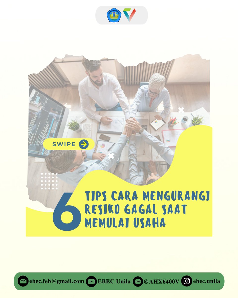 EBEC_Unila's tweet photo. TIPS MENGURANGI RESIKO GAGAL SAAT MEMULAI BISNIS
-Cari Tau Resiko Yang Mungkin Di Hadapi
-Lakukan Riset Pada Usaha
-Buat Daftar Resiko Sesuai Dampaknya
-Pertimbangkan Ulang Resiko Dengan Kesempatan
-Jangan Mudah Menyerah
-Cari Informasi Tentang Prospek Bisnis Yang Kita Jalani https://t.co/pTUopSvuYs
