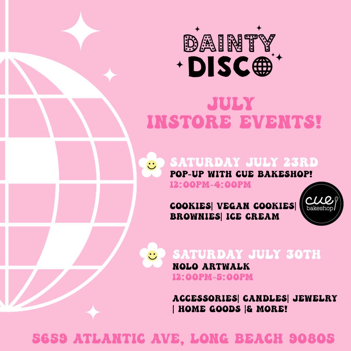 DaintyDisco's tweet photo. Some in-store events happening tomorrow and next Saturday! 🪩✨#northlongbeach #longbeach https://t.co/PXUTpt6chZ