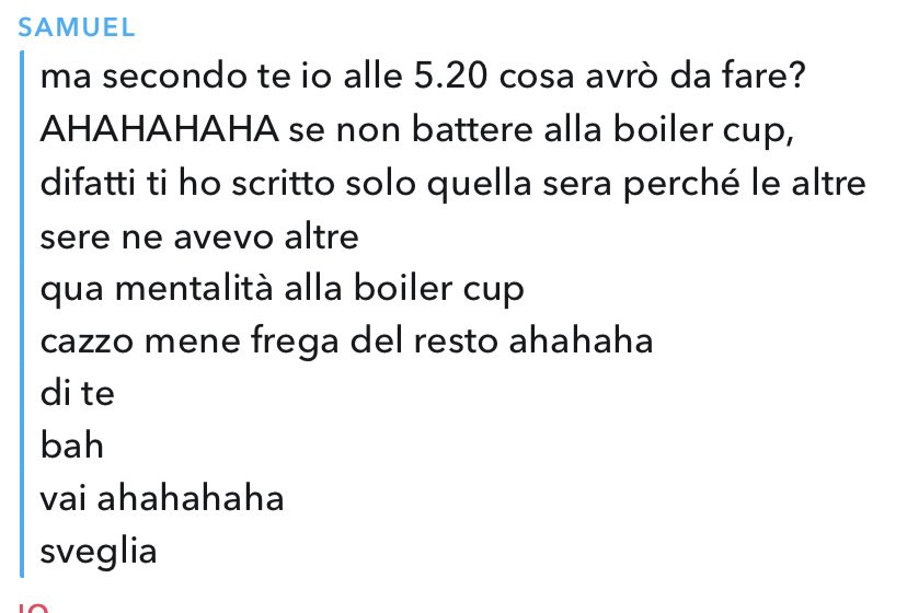 valentinasotgi1's tweet photo. che intelligenti sti ragazzi d’oggi, fortunato che a me non freghi un cazzo ma c’è gente che ci poteva restare male #boilersummercup https://t.co/P68rfC1Ykb