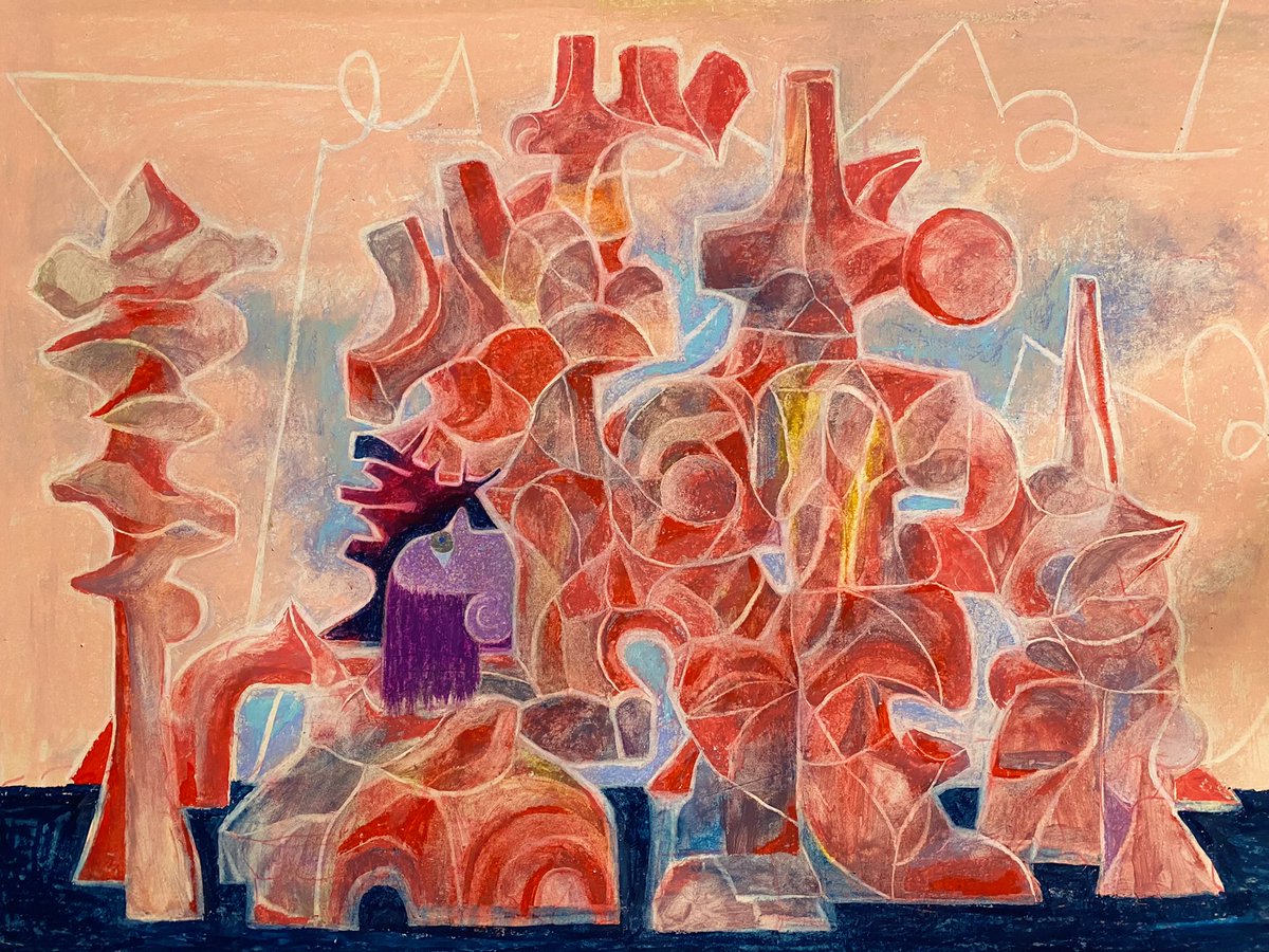 Palace Paralysis 
Oil pastel &amp; colored pencil on paper
18 x 26