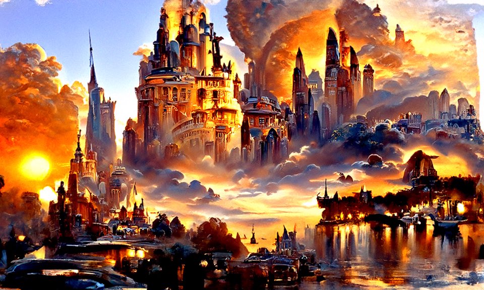 CodeAndDot's tweet image. Dawn in a Futuristic City #discodiffusion #AiArtwork #aiartist #nftart #aigenerated #prompts