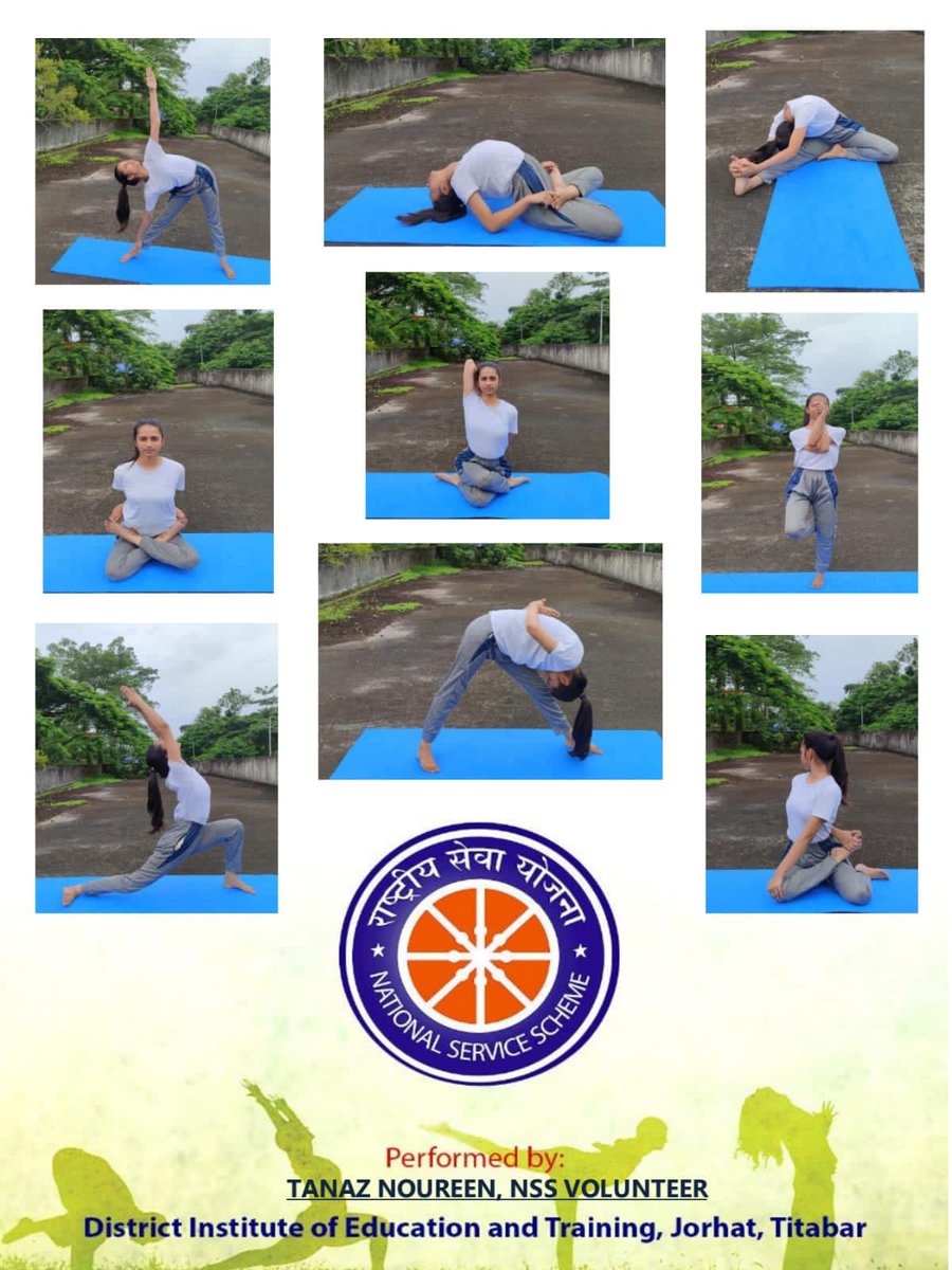 NSS Volunteer Tanaz Noureen,B.Ed 2nd semester of DIET,Jorhat, Titabar,Assam performing Yoga asanas.@_NSSIndia @nss_rdguwahati @NSSCellDU @pankajsinghips @YASMinistry @IndiaSports @moayush @himantabiswa @ranojpeguassam @YogaForHumanity @AmritMahotsav