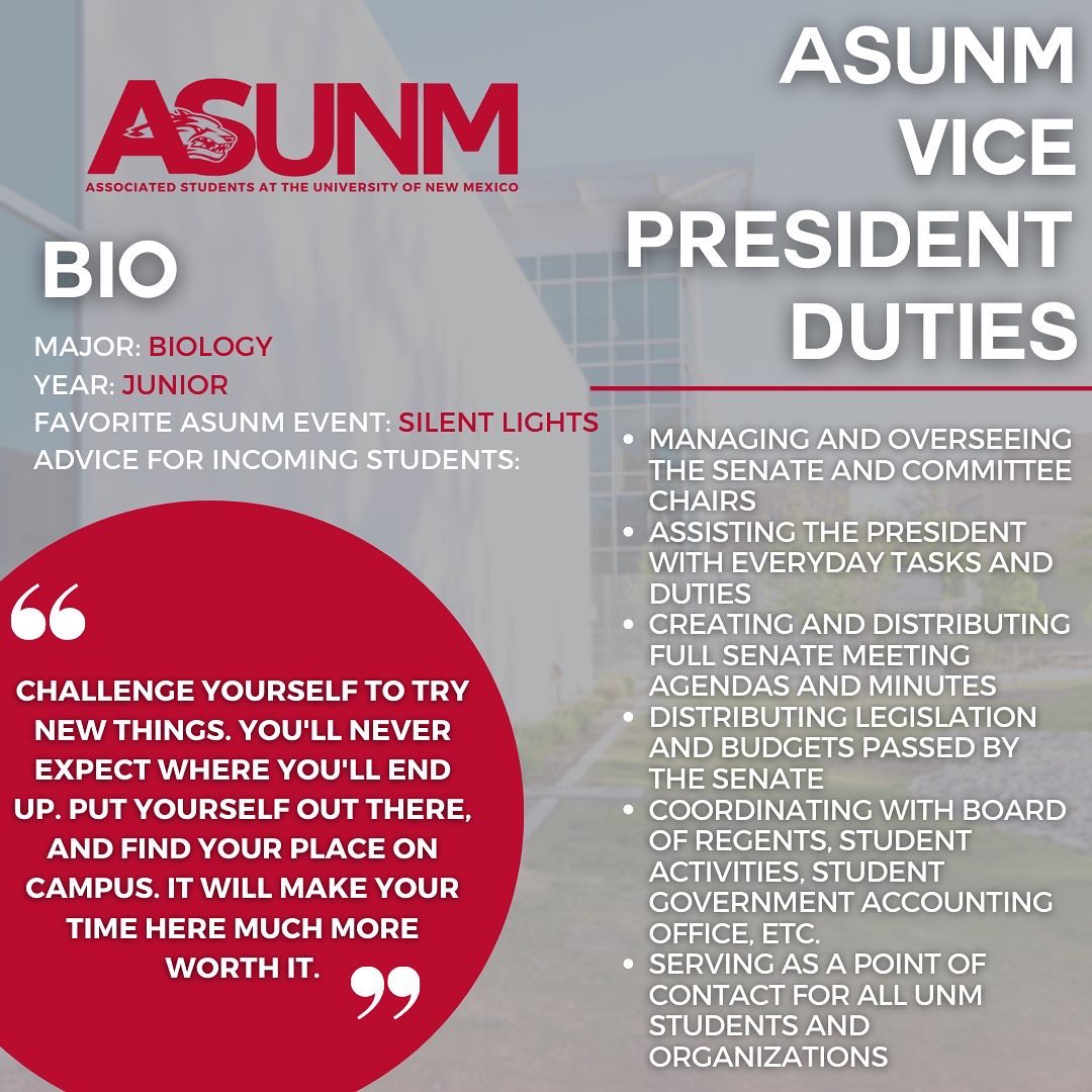 ASUNM (@asunmlobos) on Twitter photo Meet Krystah Pacheco, your 2022-2023 ASUNM Vice President:
Swipe to learn more‼️🐺 Meet Krystah Pacheco, your 2022-2023 ASUNM Vice President:
Swipe to learn more‼️🐺