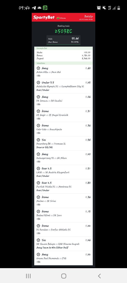 bmf_underrated's tweet image. 💚55 odds

Sportybet 🇬🇭: 25038C

🔞Bet responsibly

@ConvertBookie 
@sheman9090 
@surecr7 
@STRATEGICTIPS_