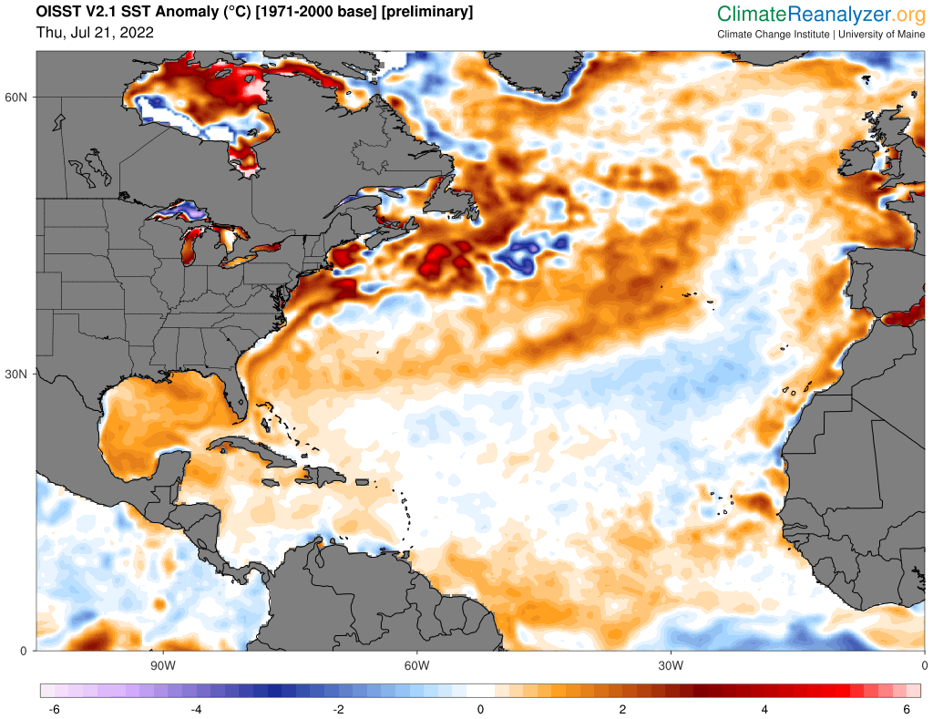 growingwisdom's tweet photo. Gulf of Maine is one the warmest spots, compared to the average, in the Atlantic basin.  This area is warming faster than most spots on the entire planet.  This contributed to the collapse of the Maine shrimp industry.  🦐🦐🦐 https://t.co/lfvaI4bObN