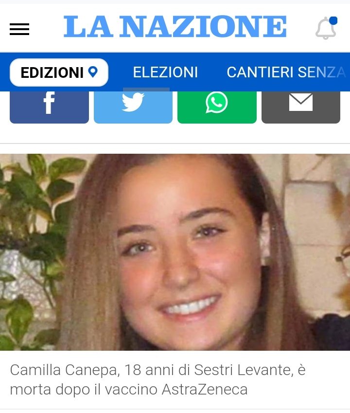 Napalm51's tweet photo. Lei aveva 18 anni
Lei avrebbe potuto votare.
Lei non potrà votare perché è morta.
Lei è morta per un vaccino che il governo italiano le ha sostanzialmente imposto per riacquisire diritti costituzionali negati.

Lei è la vittima di quei partiti che oggi vi chiedono il voto. https://t.co/hfIImAbqZP