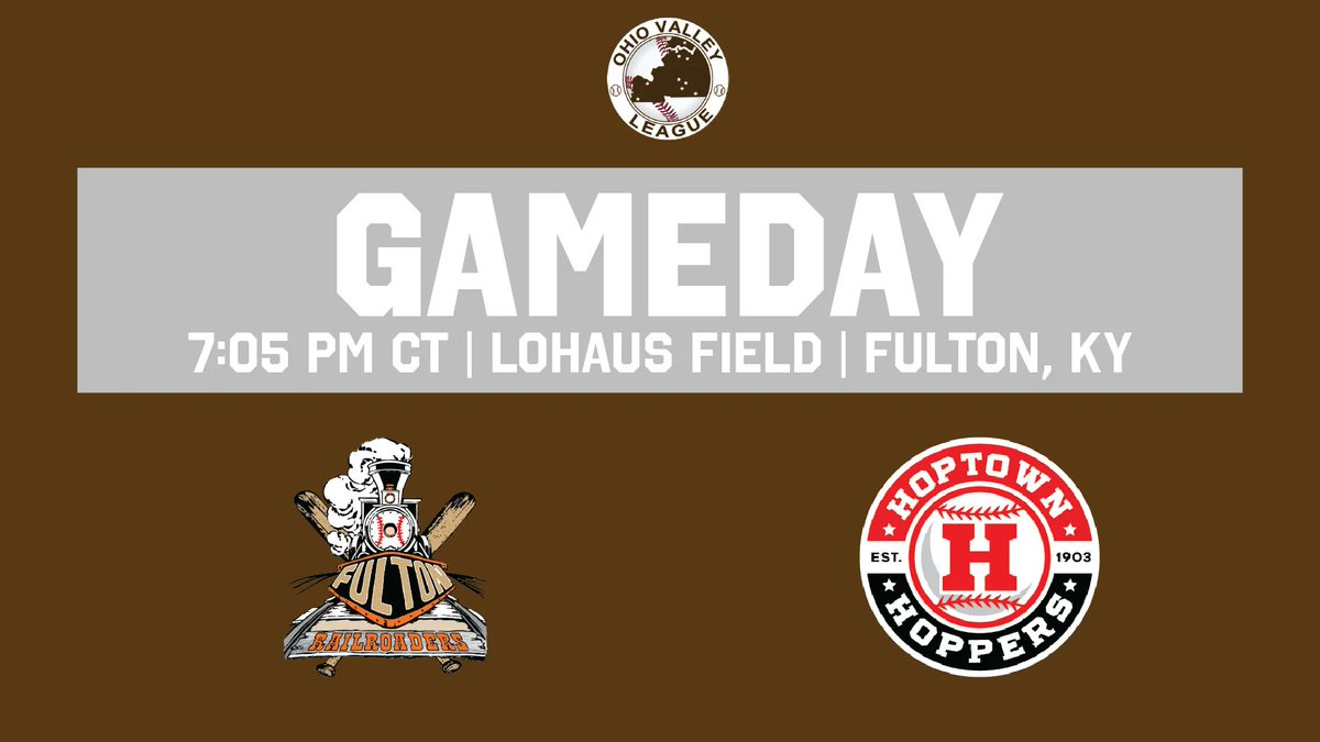 OVLBaseball's tweet photo. OVL GAMEDAY
FIRST ROUND, GAME TWO
@HoptownHoppers 🆚 @Roadersbaseball
⏰ 7:05 PM CDT
📍Lohaus Field, Fulton, KY
📝 https://t.co/EQlDuAEJ6F
📻 None
📺 https://t.co/2SOsd4QGAV
#OVLBaseball https://t.co/6Mx9HEE2K1
