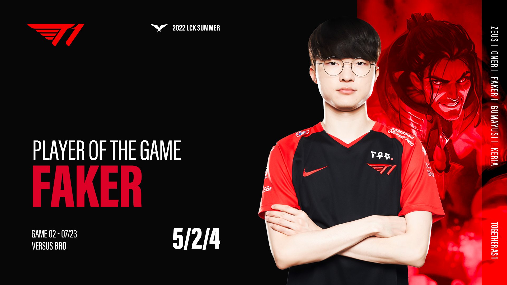 T1 Faker ( 이상혁 ) on Instagram: 2023 LCK Spring R1 M3 vs KDF 01•26•23 Game  ended 2-0 POG Game 1: Keria's Ashe Game 2: Oner's Sejuani ⚔️ T1 caption: 몇  개고?