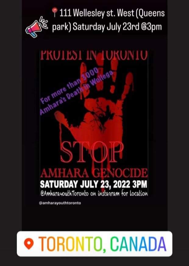 OfFanno's tweet photo. @AmharaWeekly @TheFitawrari If you live in and near Toronto, Canada, today will be very important you show up and support the Amhara people of Ethiopia. We are holding a protest to be a voice for the victims of genocide in Ethiopia. We demand the world to hear us #StopAmharaGenocide
#IamFano #NeverAgain https://t.co/7Tsj2LN97k
