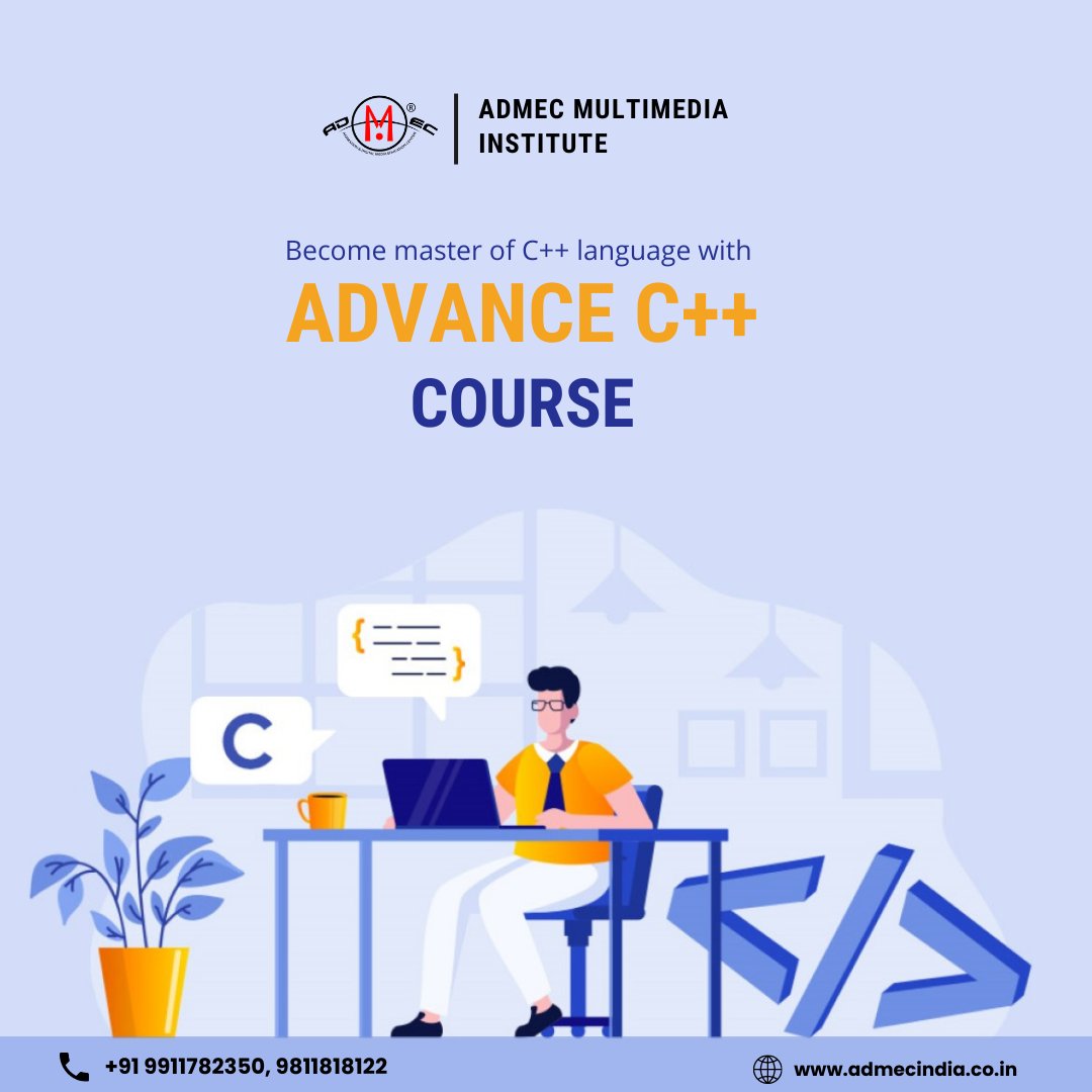 admecinstitute's tweet photo. Do you want to master the C++ language? Join the C++ institute in Delhi and start your training. It really doesn't matter whether you have ever written a single line of code before or not.
To know more visit - https://t.co/gUXSEC7Ik9
#C #programming #webdevelopment #ADMEC https://t.co/aXnWlo3mM3