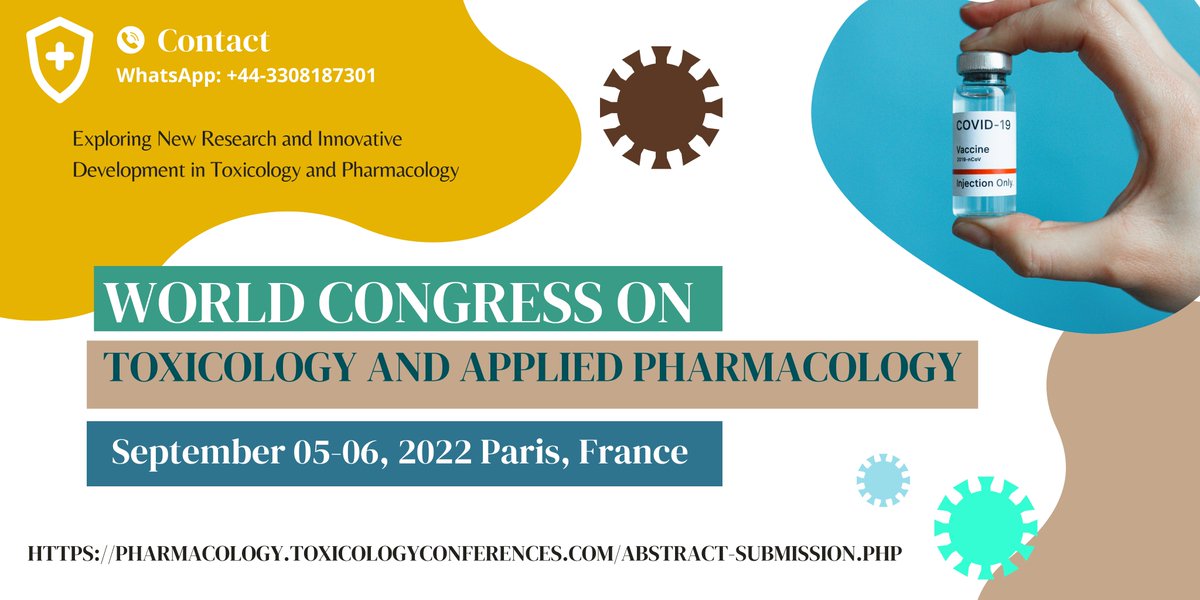 2022Toxicology's tweet photo. Visit: https://t.co/9qGV16xo20
Drop a message
Ethan Andrew
+44-3308187301
Theme:- Exploring New Research and Innovative Development in Toxicology and Pharmacology.
September 05-06, 2022.
#pharmaconference #Cudi https://t.co/dsn6vH4PNy