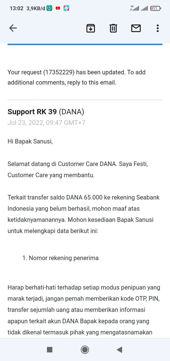 Sanu822's tweet photo. @danawallet Saya sudah dia hari berturut-turut kirim email, tapi balasannya email saya dalam artian.
Ini buktinya. https://t.co/PKMuiL3Uqu