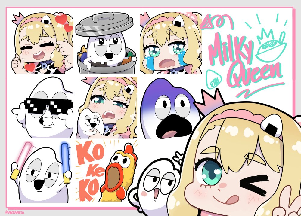 Finally they are all available!🌾
I was in charge of some new emotes for the Milky Queen channel in twitch! 👑 