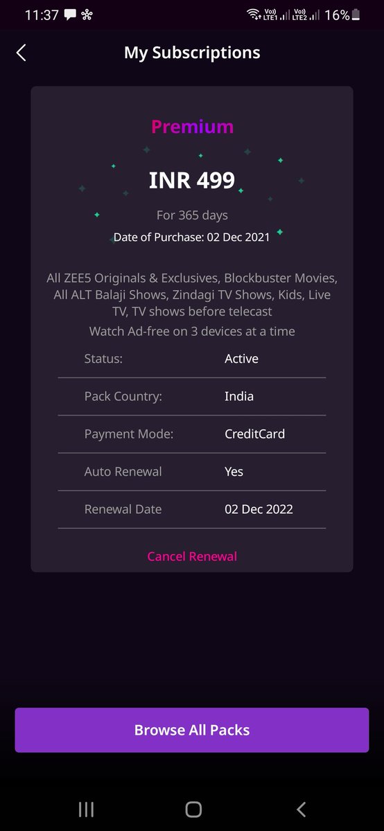 @ZEE5India  I have purchased 1 year subscription  last year. Suddenly  I am not able to view the premium contents. Please look into it asap.

#ZEE5 
#subscriptionIssue