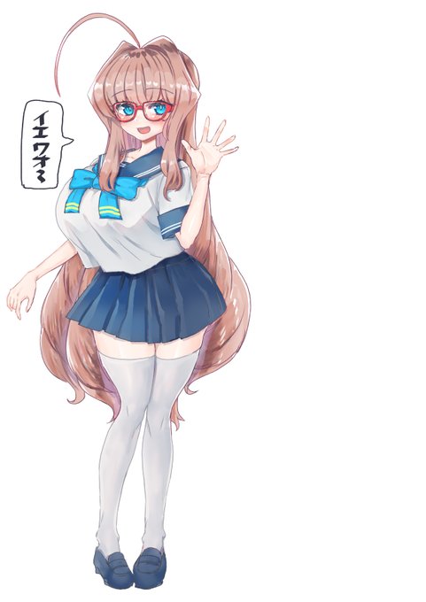 用途不明の夏服立ち絵。右のスペースになにか描ければいいな。 #癒羽のゑる 