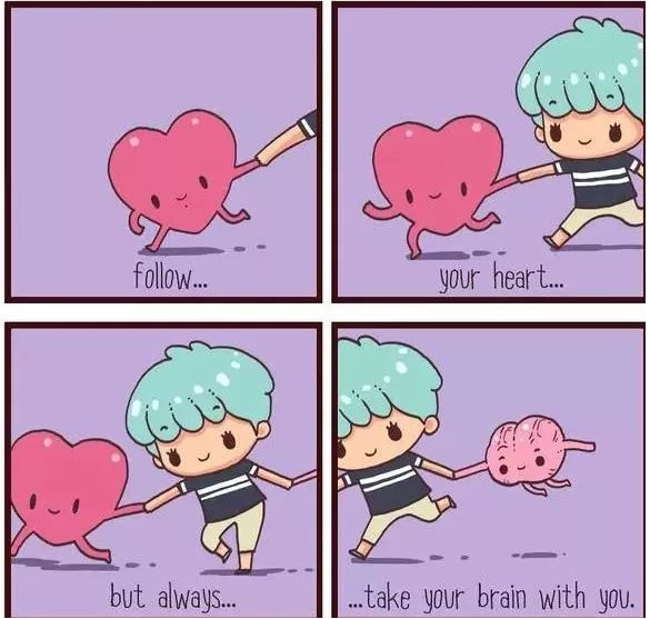 follow your heart, but always take your brain with.