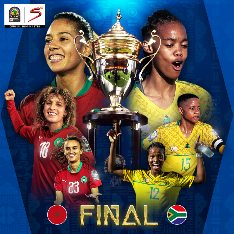 SuperSportTV's tweet photo. We’re set for a historic night in Women’s football in Africa 🤩

South Africa and Morocco will go toe-to-toe for the #WAFCON2022 title 🏆

📺 Build-up starts at 21:00 (CAT).