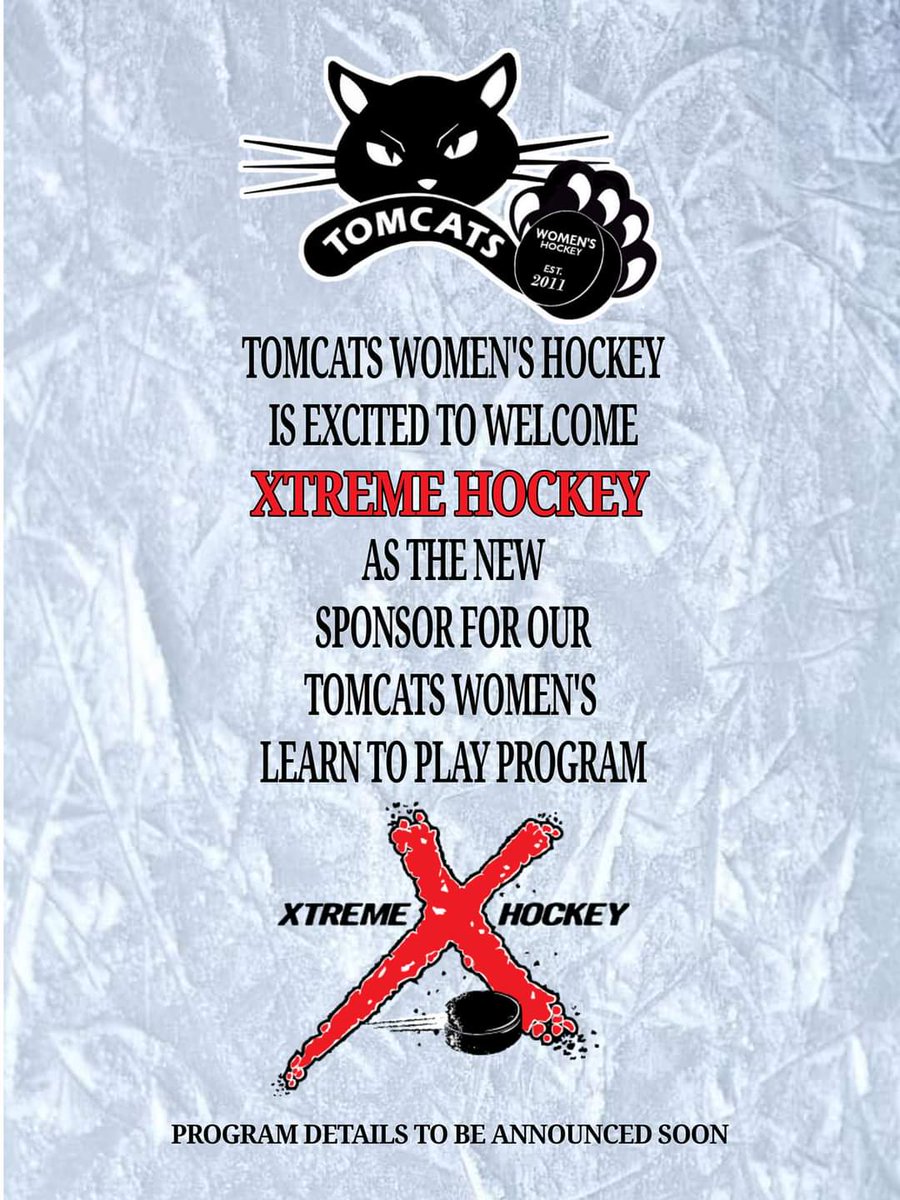 TomCatsLadies's tweet photo. We are very excited to have @Xhockey on board as sponsor of our upcoming TomCats Women's Hockey Learn to Play Program. Schedule and full details to be released soon.
#tomcatswomenshockey  #XtremeHockey #TryHockey #HockeyMoms #HockeyIsForEveryone https://t.co/MkGbUqopH3