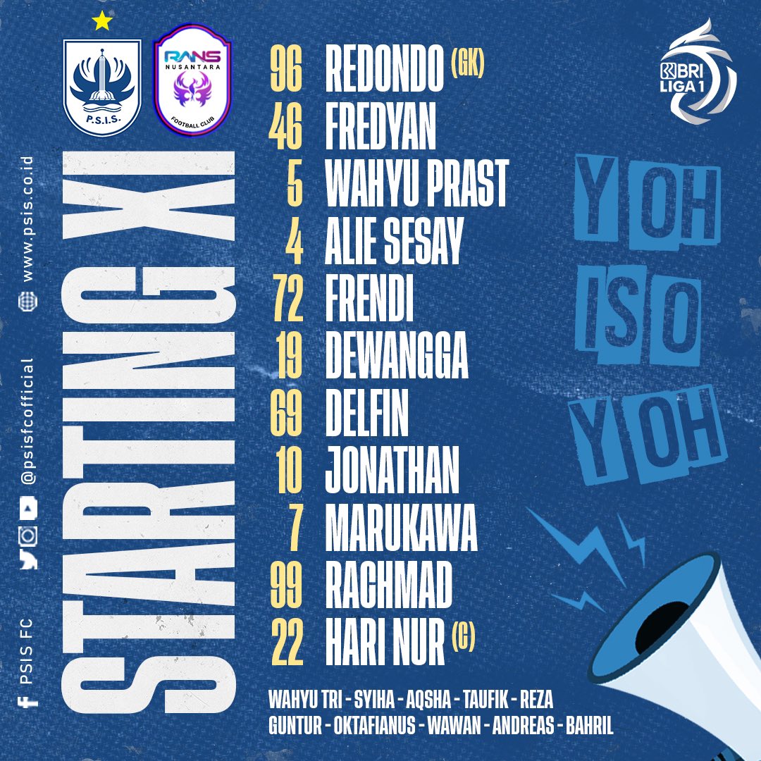 1️⃣1️⃣ pertama untuk awali perjalanan di musim ini. Yoh menang yoh!! ⚡️🔵

#PSISDAY