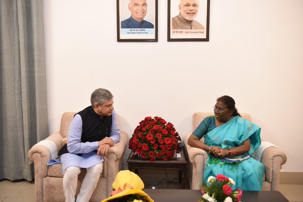 Met our President-elect Smt. Droupadi Murmu Ji and discussed railway projects of Odisha.