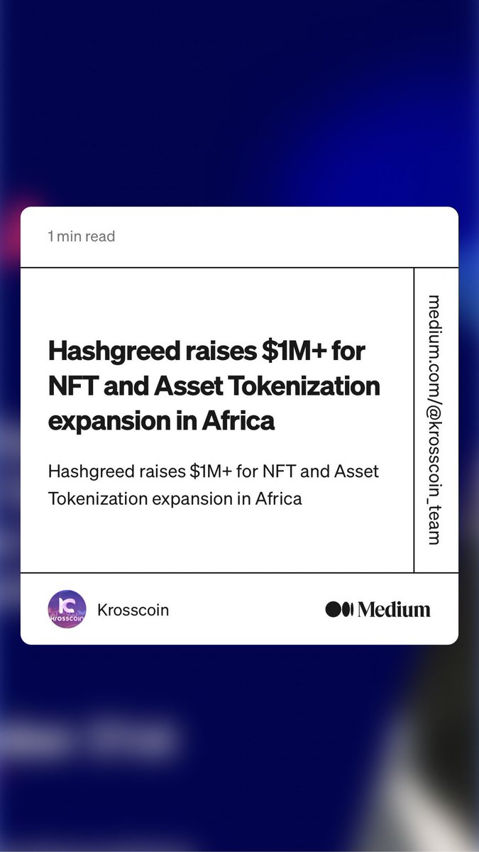 hashgreed's tweet photo. Vinekross, parent company of Kross Blockchain and Hashgreed raises $1M towards SEC registration and expansion π#KSS #Hashgreed #Web3 #Africa
https://t.co/4WyInHmazm https://t.co/bWkpkWhEyq