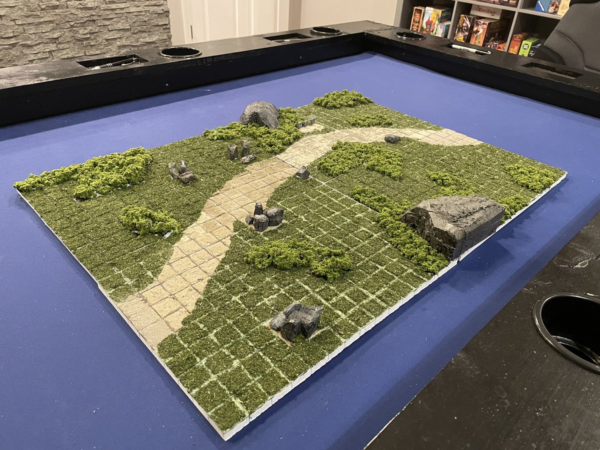 EdenfellG's tweet photo. Just completed my first ever terrain build and I am very excited! Using this to DM for the first time. Will be used for the first encounter of Lost Mines of Phandelver, Goblin Arrows. 

Up next, Cragmaw Hideout.

Shout out to @TheStorySocial and @BMCliveshow for the inspiration! https://t.co/118dkkrCW8
