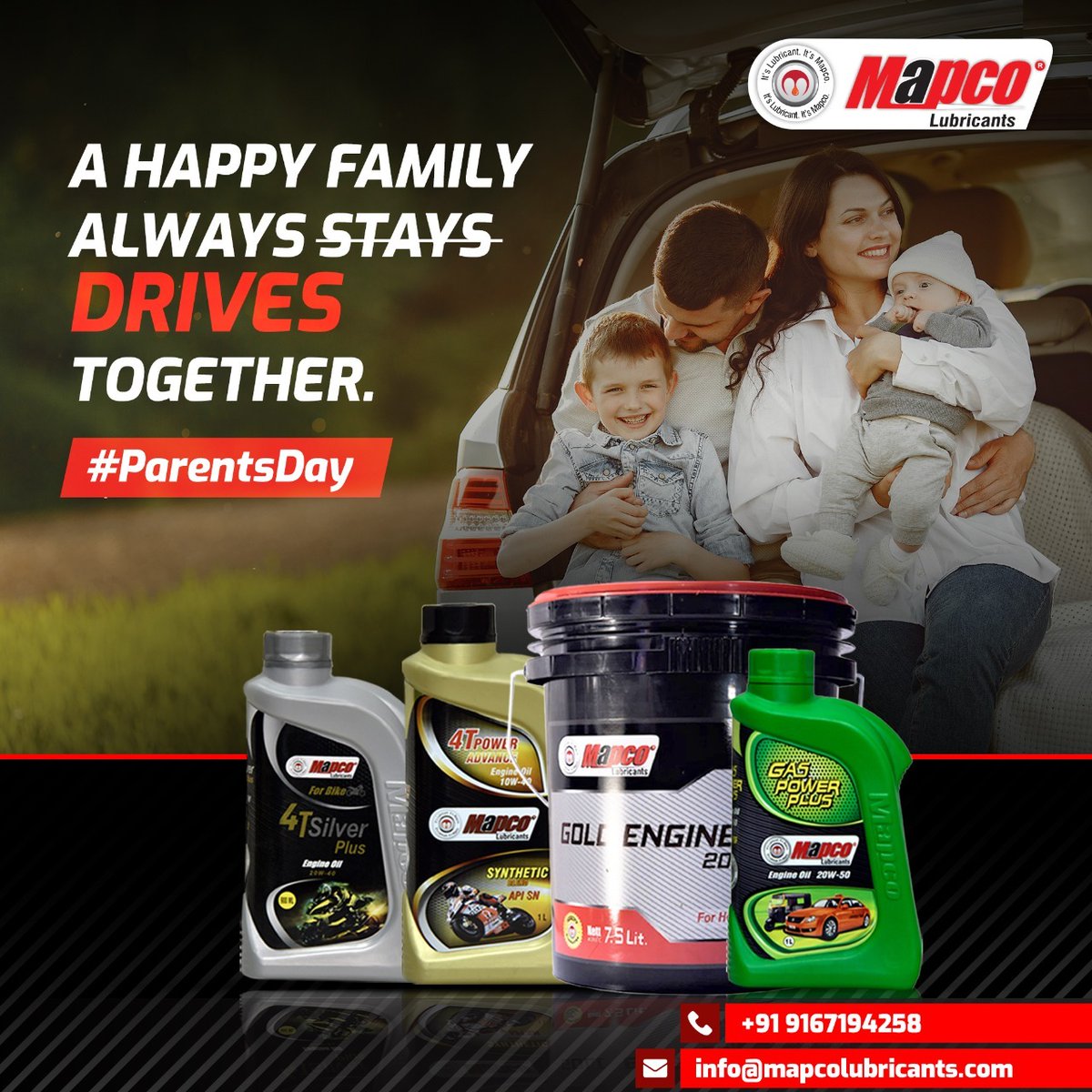 MapcoCorporati2's tweet photo. Parents are like guiding lights that provide direction when it's dark. This #ParentsDay, express your gratitude to the supporting pillars of your family by planning a day out with them.
Ensure to use Mapco Platinum Engine Oil in your vehicles for a safer, smoother ride. https://t.co/KXY2zlSlNI
