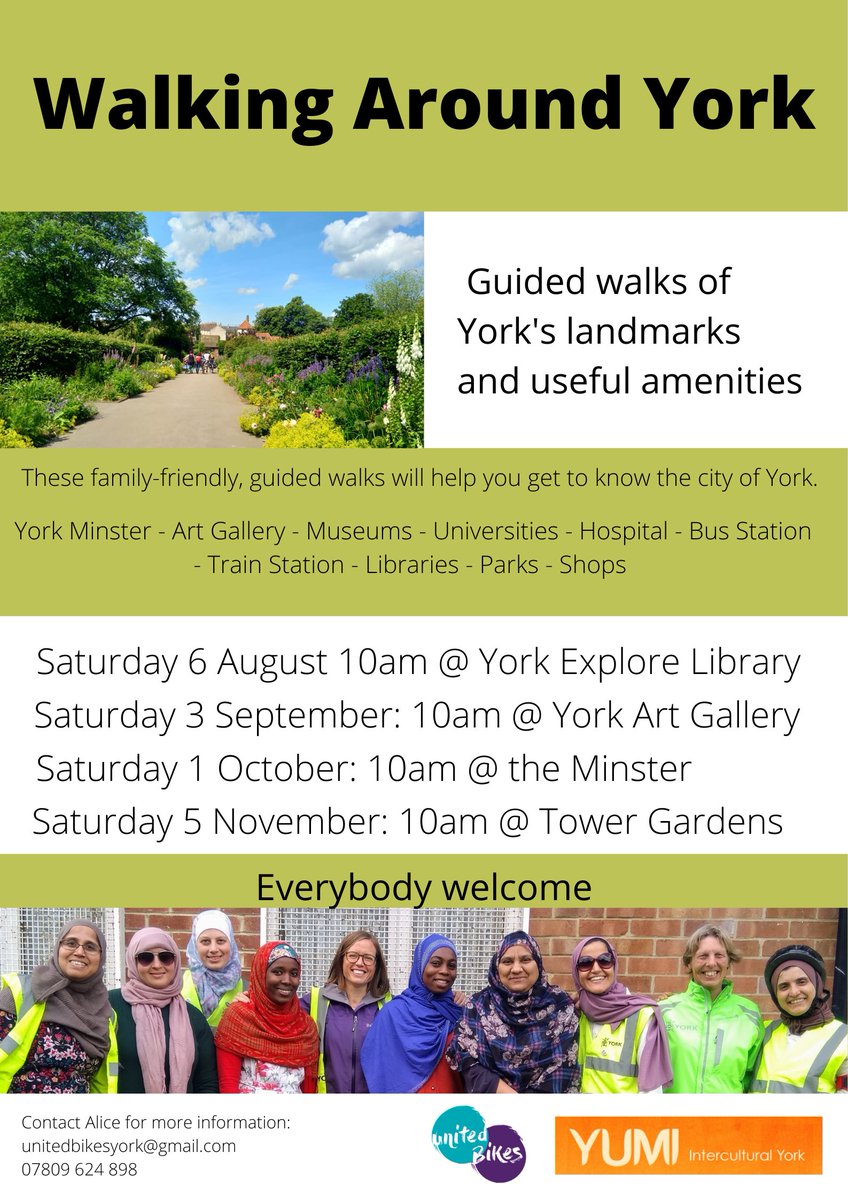 united_bikes's tweet photo. Join us and @YUMIYork for our next orientation walk of York. A free guide of the city and local amenities for those new to the city. Everyone welcome! Email unitedbikesyork@gmail.com for more information and to book https://t.co/PbaDqnOVHg