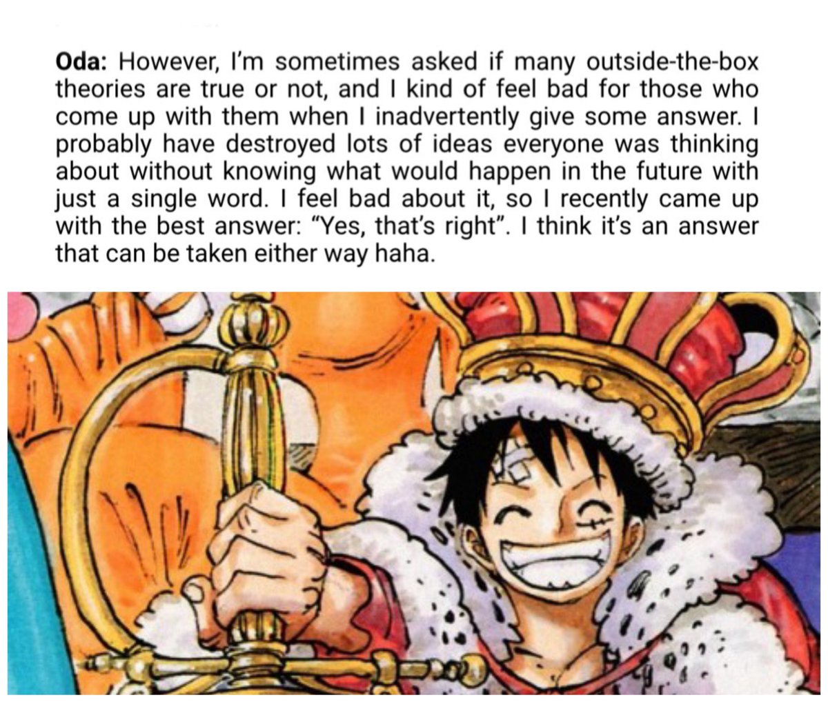 Geo_AW's tweet image. Oda said he feels bad when people put a bunch of effort into theories and they don’t end up coming true 😂😂😂 #ONEPIECE