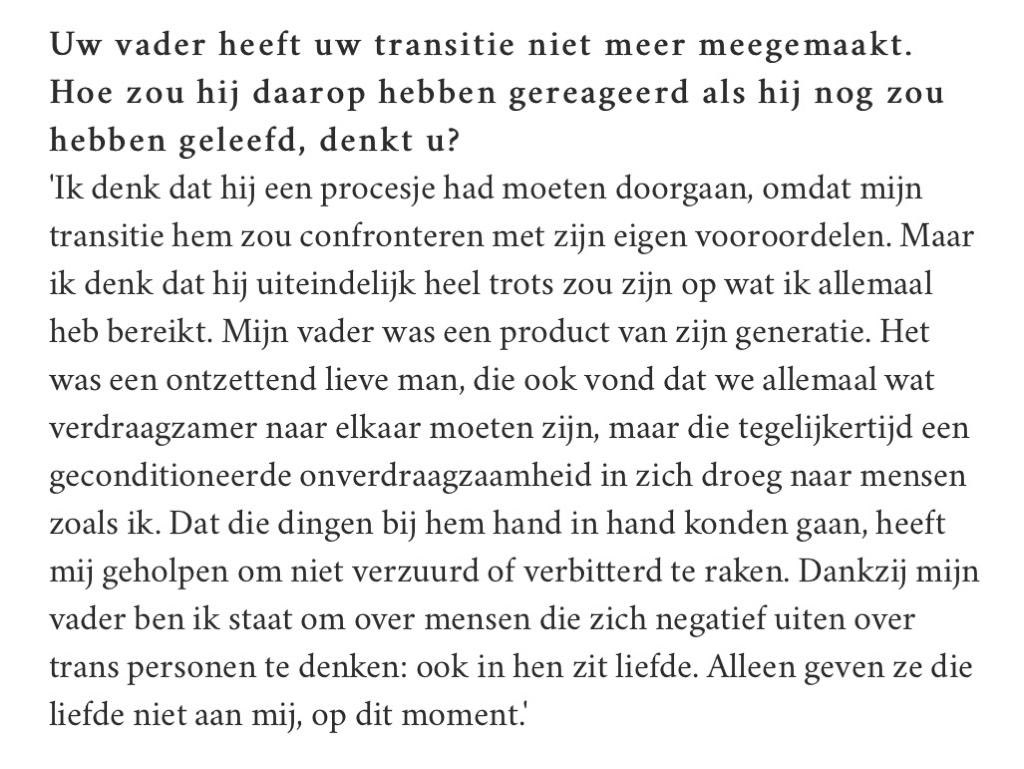 Prachtig interview met @LisaGinneken over haar eigen transitie, angst voor het debat over genderidentiteit en het belang van verdraagzaamheid tussen mensen. Lieve Lisa, wat geweldig dat jij lid bent van onze Tweede Kamer.