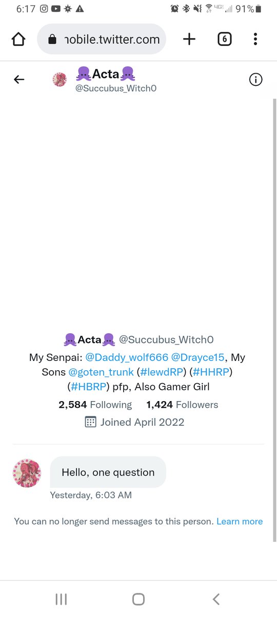 RebelSlug's tweet photo. Bruh, why would you send me a message and then block me? I didn't do anything wrong https://t.co/AaeEcPq9Ue