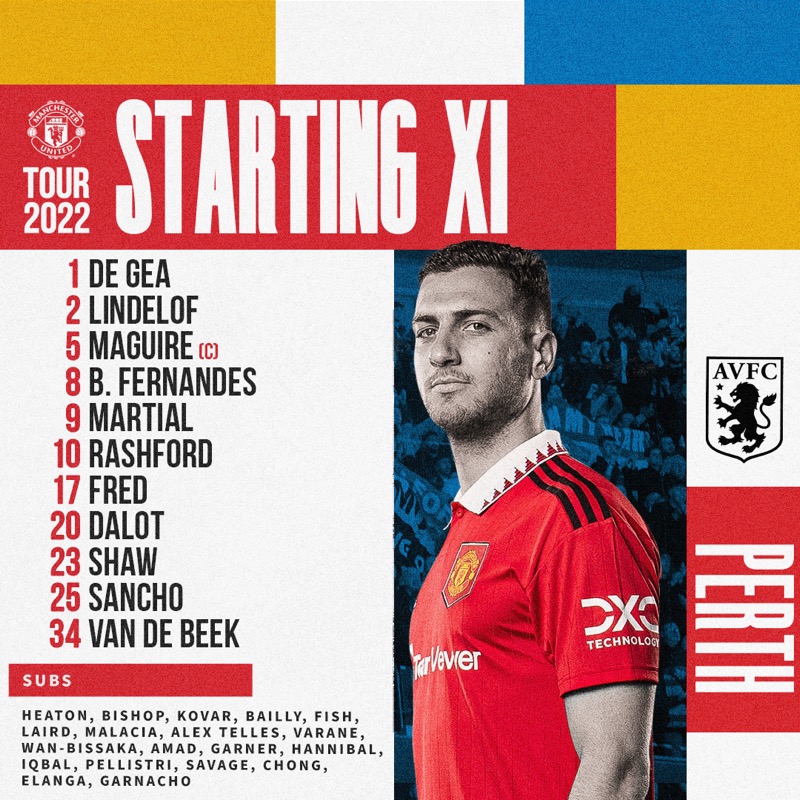ManUtd's tweet photo. ⚪️ Team news for our latest test is locked in! 🔒

#MUFC || #MUTOUR22