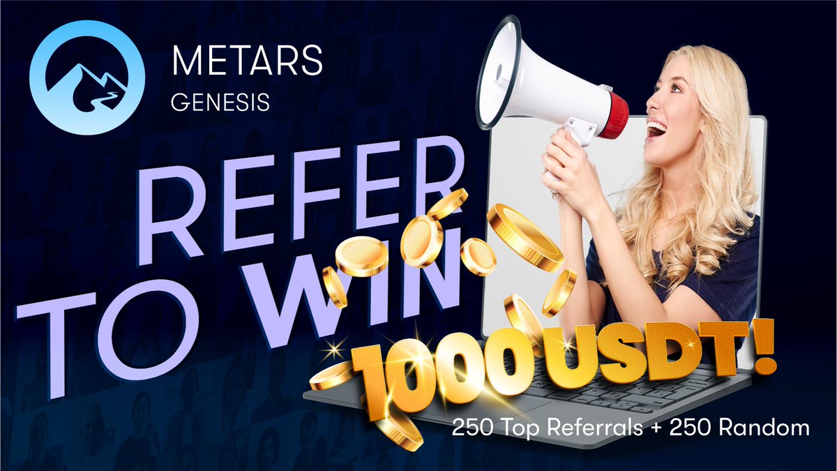 ☀️🌈Exciting #Giveaway Campaign for our valued #MetarsGenesis community.☀️🌈

💰1000 USDT (250 Top Referrals + 250 Random)
⏰July 23 - July 29

🌸 REFER MORE TO WIN

Click the link👇&amp; complete the tasks to be eligible!
📍gleam.io/uEi3s/metarsge…

📣Are you ready?