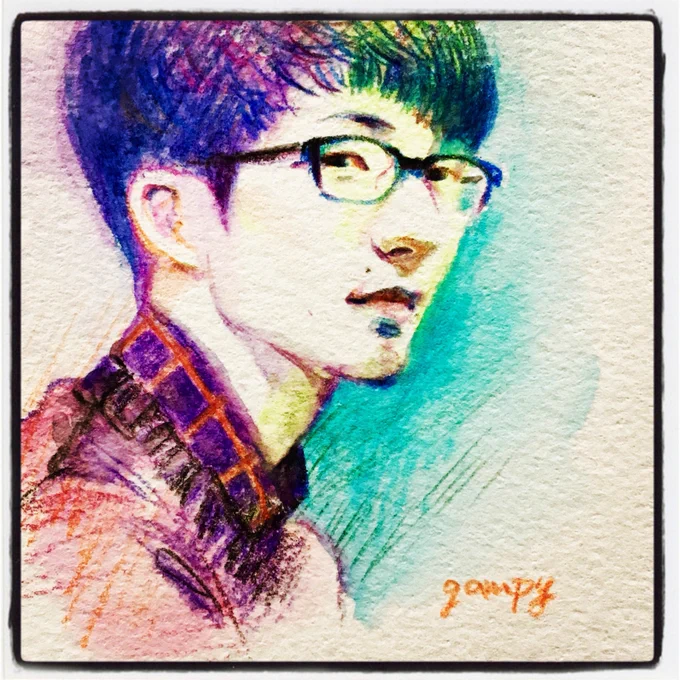 水彩色鉛筆で描いた例 