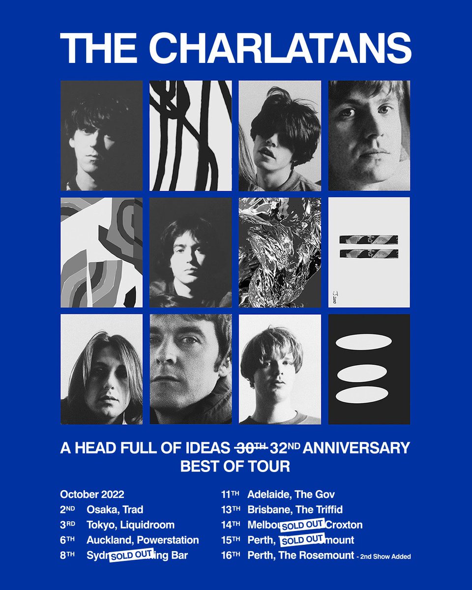 thecharlatans's tweet photo. Japan / New Zealand / Australia
October 2022
Tickets: https://t.co/ibZg4VlbGX https://t.co/QZwDJ06fvN