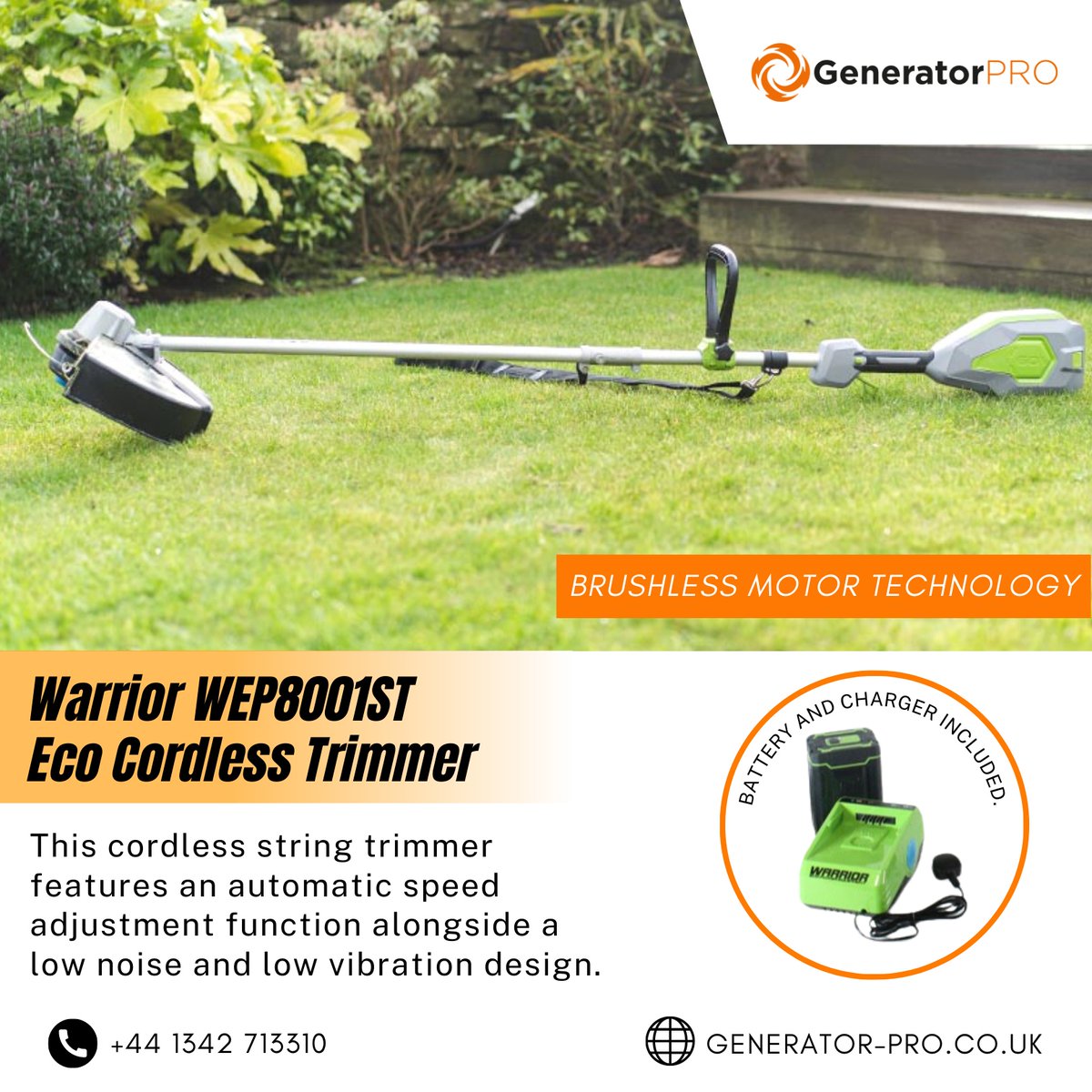 GeneratorPro1's tweet image. Introducing the Warrior Eco Cordless String Trimmer, which offers cordless versatility, plenty of power, and ease of use. Battery and charger are included.

Check out this product: bit.ly/3ofFmgI

#generatorprouk #gardentools #cordlesstrimmer #stringtrimmer #warrior