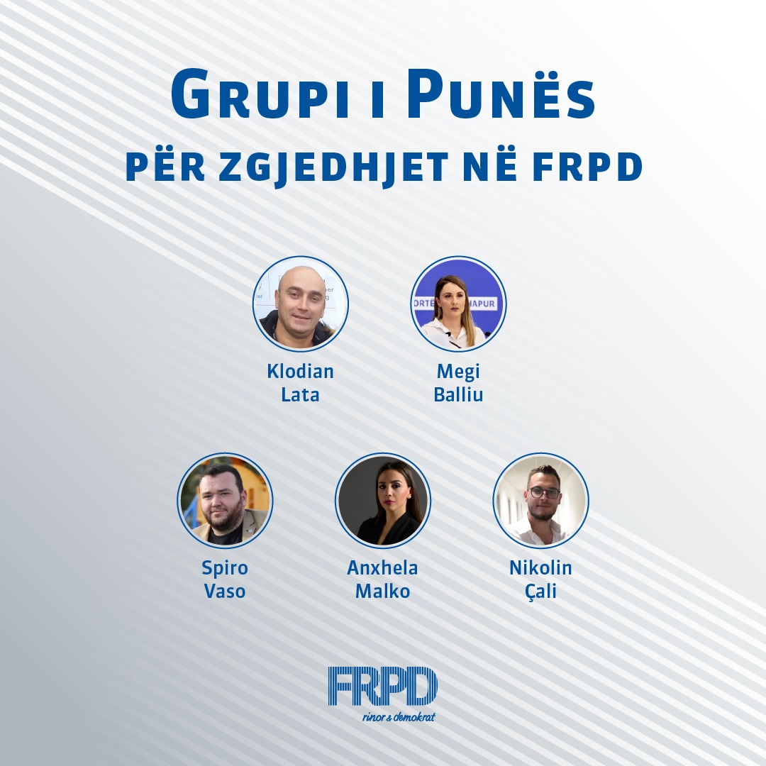 frpdsh's tweet photo. Ju prezantojmë me grupin e punës për zgjedhjet e lidershipit të ri të FRPD.

Ata do të menaxhojnë procesin zgjedhor dhe do të asistojnë të gjithë të interesuarit. FRPD siguron të gjithë anëtarët se do të mbajë nje proces të rregullt, transparent dhe me integritet të plotë. https://t.co/SBMjTd3KVD