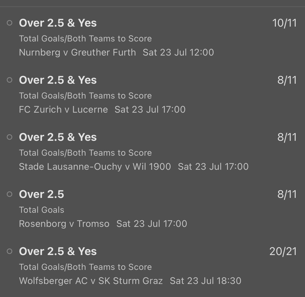 theGOATtips's tweet photo. My 18.2/1 Saturday acca 👍🏼 https://t.co/pnW2uoCSnf