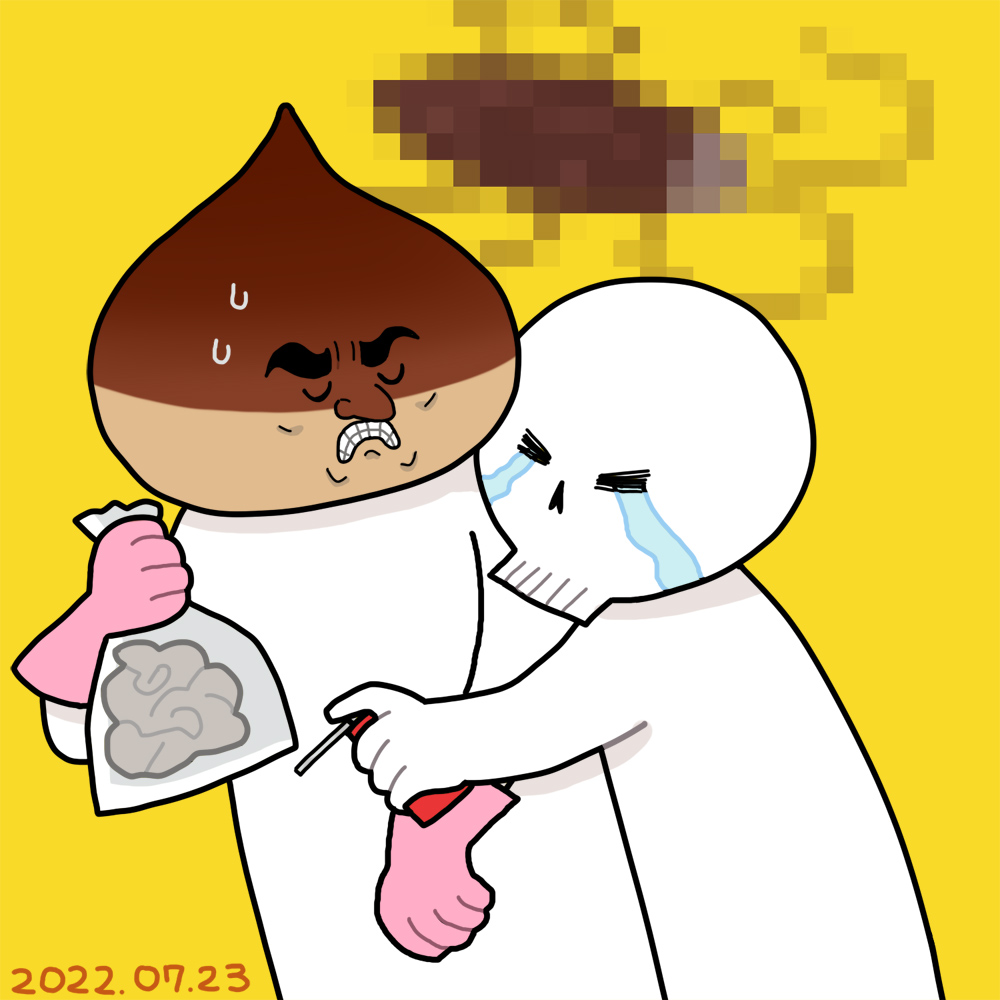 「朝からリビングでスゴイデカイGに遭遇した 殺虫剤でやっつけるのは自分、後片付けは」|あさみAのイラスト
