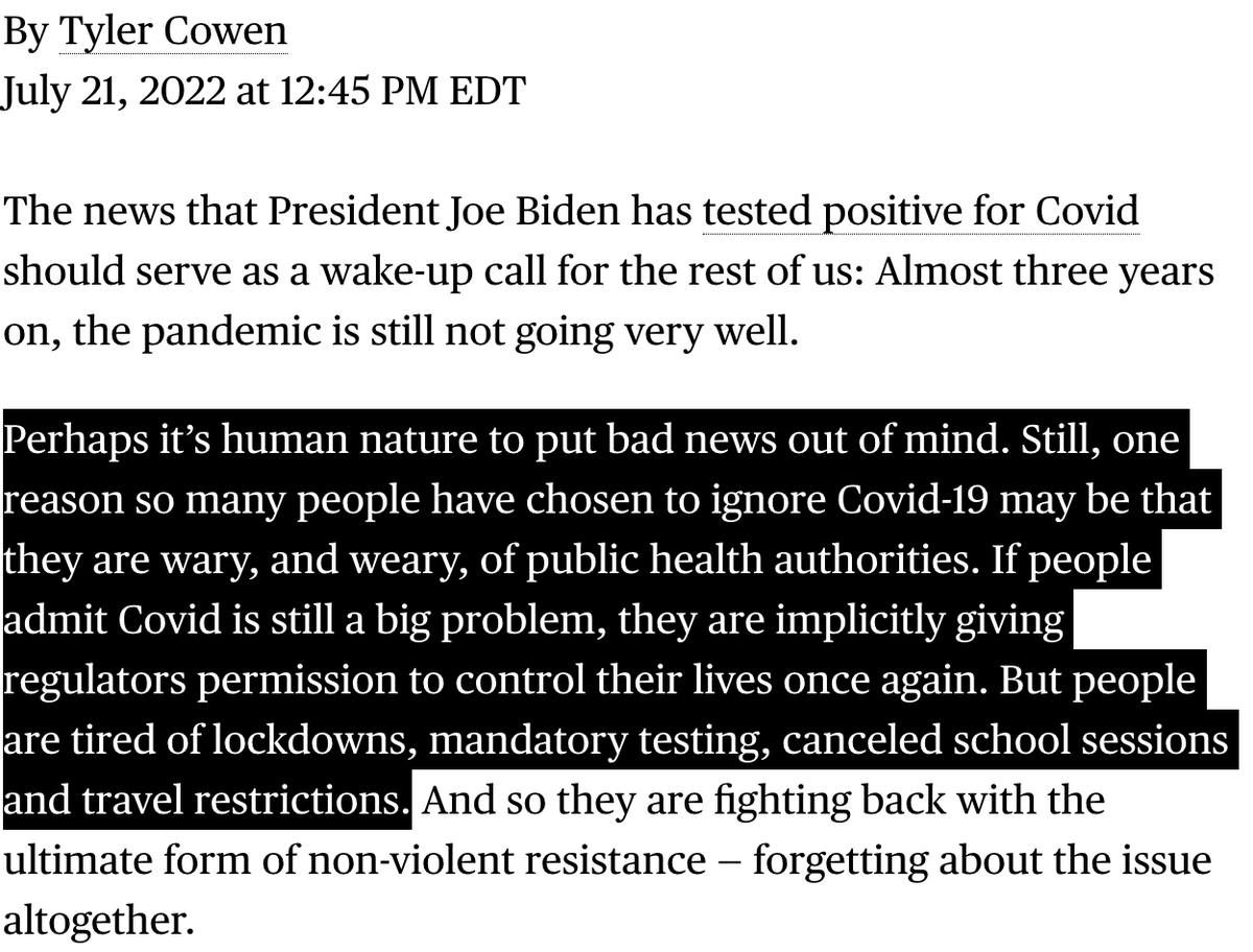 NateSilver538's tweet photo. This seems right: people resist "taking COVID seriously" because they fear they'll be asked to make major lifestyle sacrifices. A reasonable fear given the past 3 years. So maybe take-COVID-seriously advocates need to say explicitly they're NOT asking for big lifestyle changes. https://t.co/5Jap579hF9