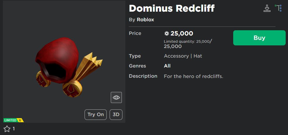 Get The New Dominus on Roblox! 