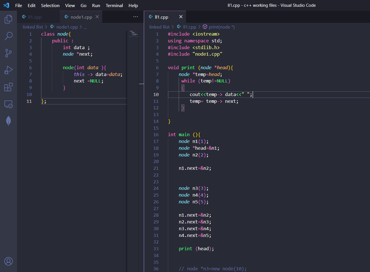 Day 1 of #100DaysOfCode 
today I learned about creation and printing of linked list
using C++