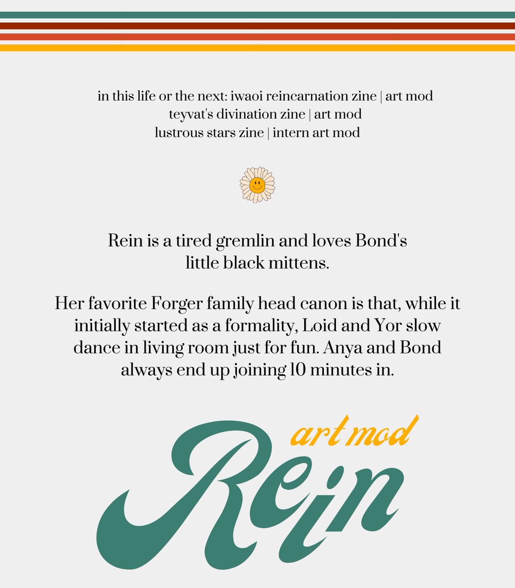 forgersbb22's tweet photo. Mod Introductions 🕵️🌹🥜

And last but certainly not the least, our art mod, @reinydays_art! We love her gorgeous art just as much as she loves Bond’s little black mittens! 

#SPY_FAMILY #sxf #forgersbb https://t.co/qsin7u5mND